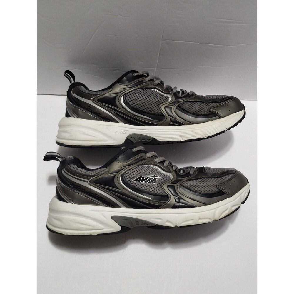 Avia 5000 Men's Running Walking Shoes Black Shiny Gray Mesh Size 9.5 Sneakers